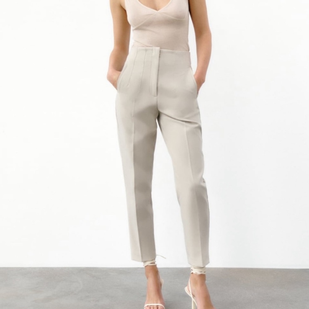 ZARA BLOGGERS FAV HIGH WAISTED PANTS OYSTER WHITE